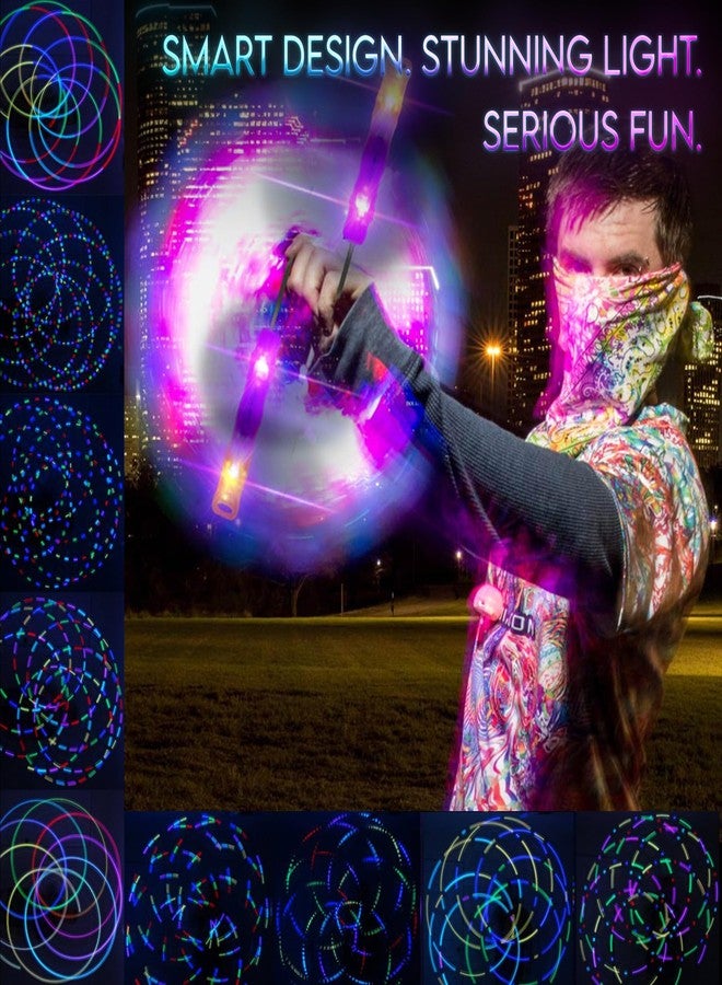 مجموعة UltraPoi HelixPoi بمقابض غير مضيئة بتقنية LED - أكثر من 70 وضعًا لونيًا - عصي إضاءة LED Poi مع حافظات متينة ناعمة وأربطة قابلة للتعديل - مثالية لعروض الفنون الحركية في المهرجانات الموسيقية والحفلات الصاخبة - Image 2